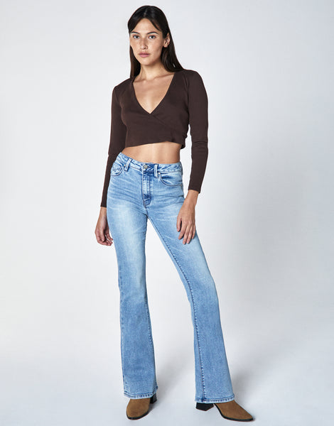 JAN Mid-Rise Slim Flare in Oasis