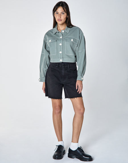 JUNI Cropped Utility Jacket in Mist