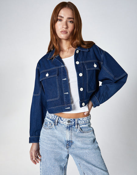 JUNI Cropped Utility Jacket in Brit