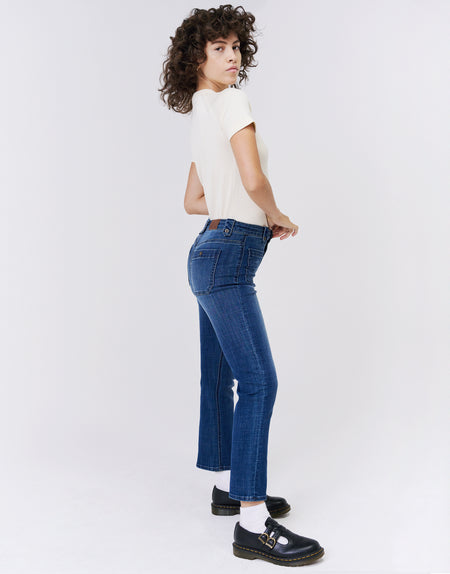 MARLOW Mid Rise Cropped Demi Flare in Patch