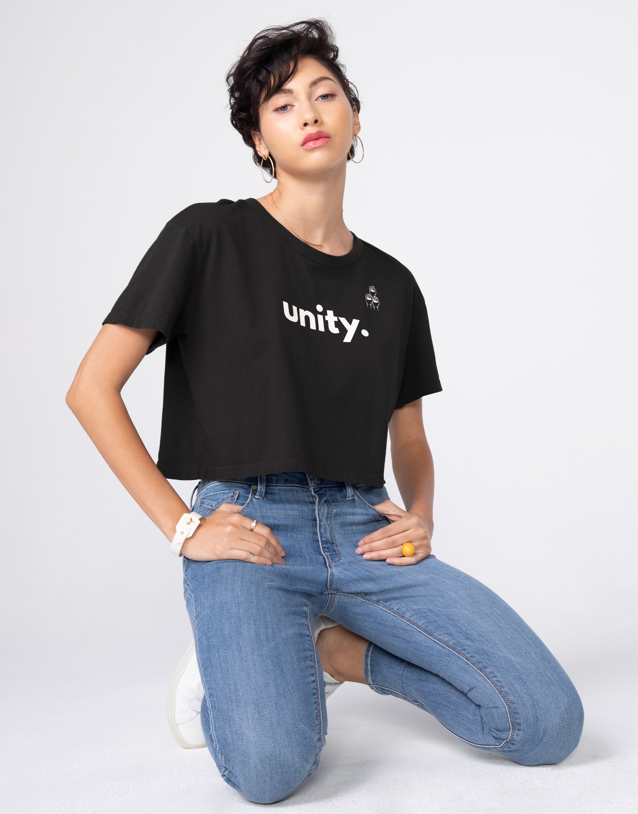 BOWIE Boxy Crop Tee in Unity