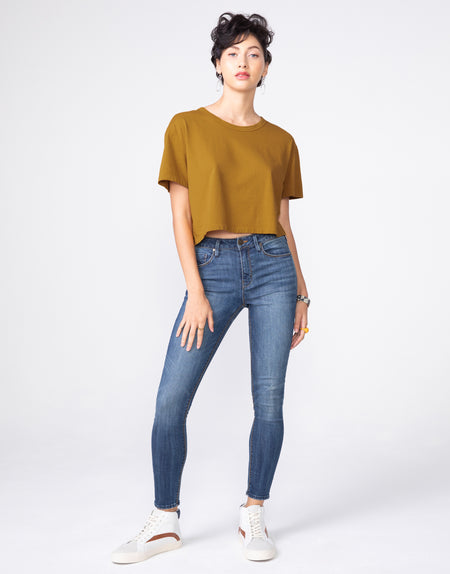 BOWIE Boxy Crop Tee in Butterscotch