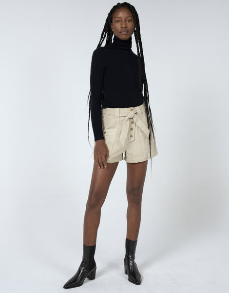 ALIA High Rise Belted Utility Short in Canvas