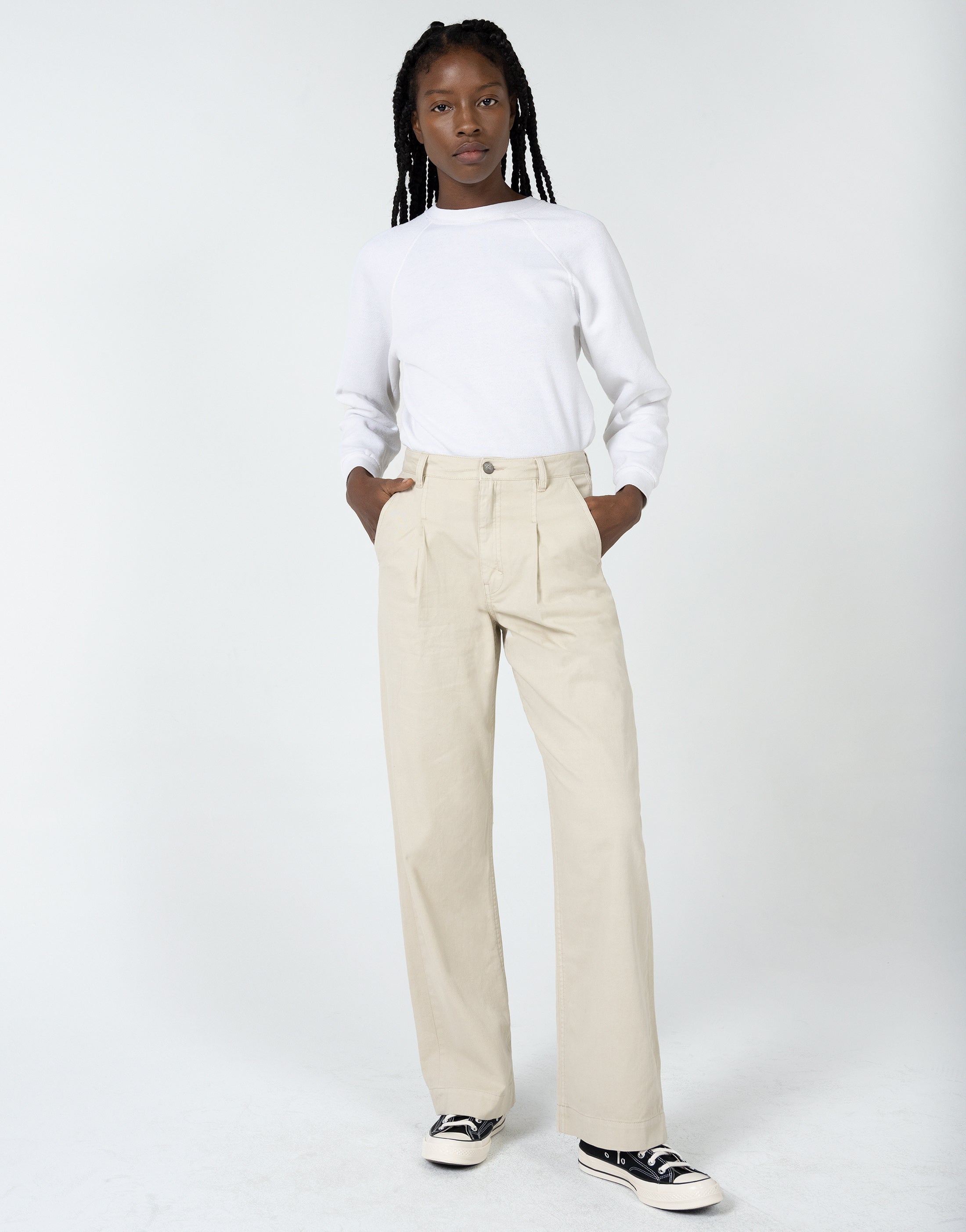 ZOEY Pleated Trouser in Canvas